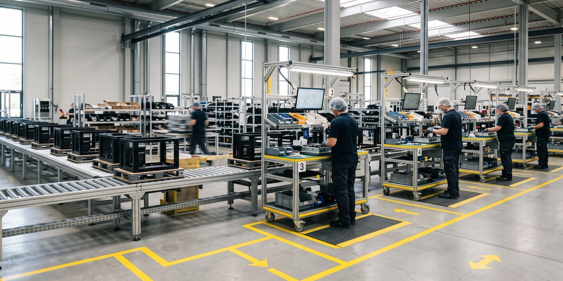 Wielen en rollen voor productie- en montagelijnen